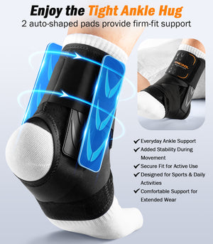 snug fitting ankle brace designed to deliver secure ankle stability and comfortable everyday support