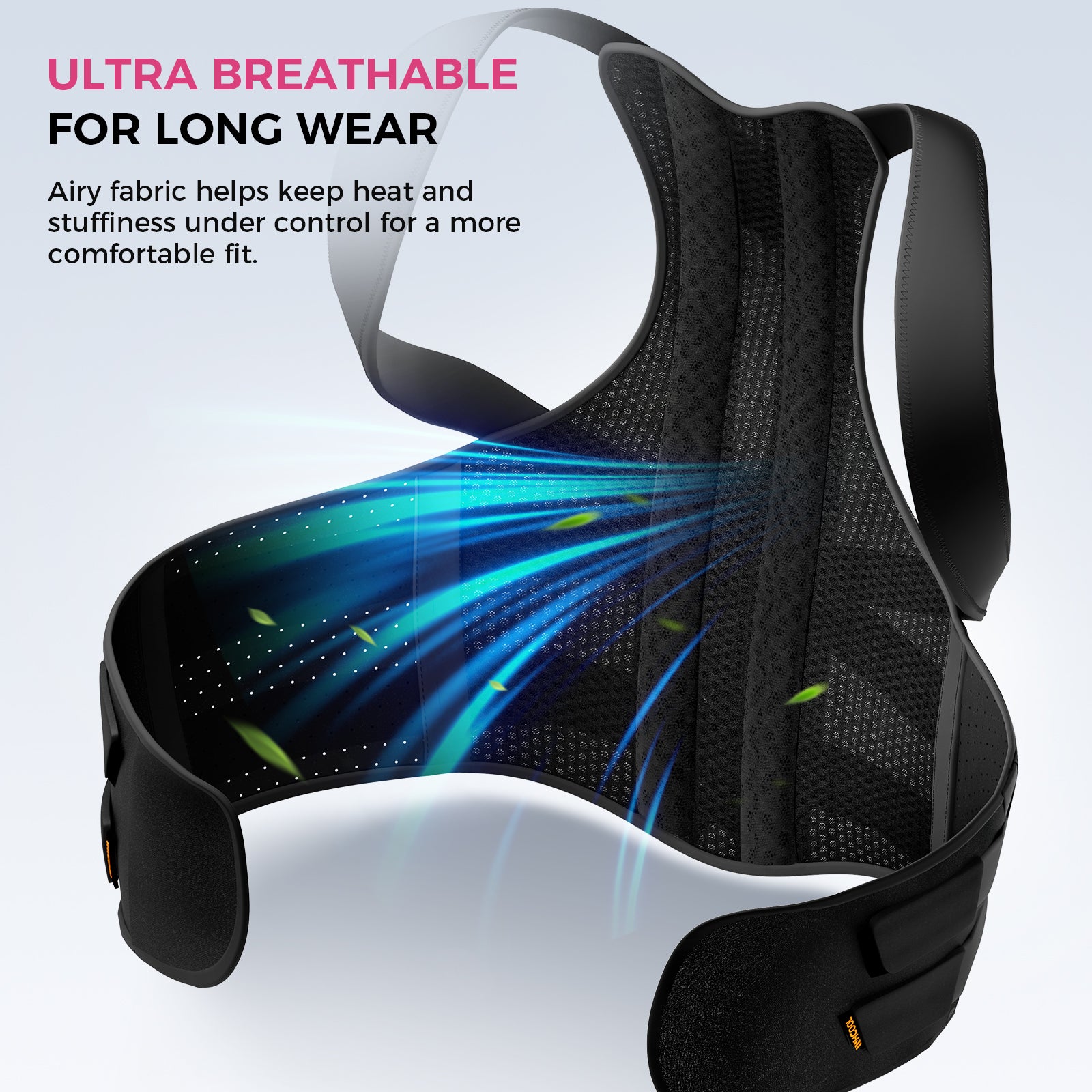 WHCOOL Posture Corrector for Men&Women - Back Brace for Upper and Lower Body Support - Adjustable Straightener with Pain Relief and Muscle Memory,Black