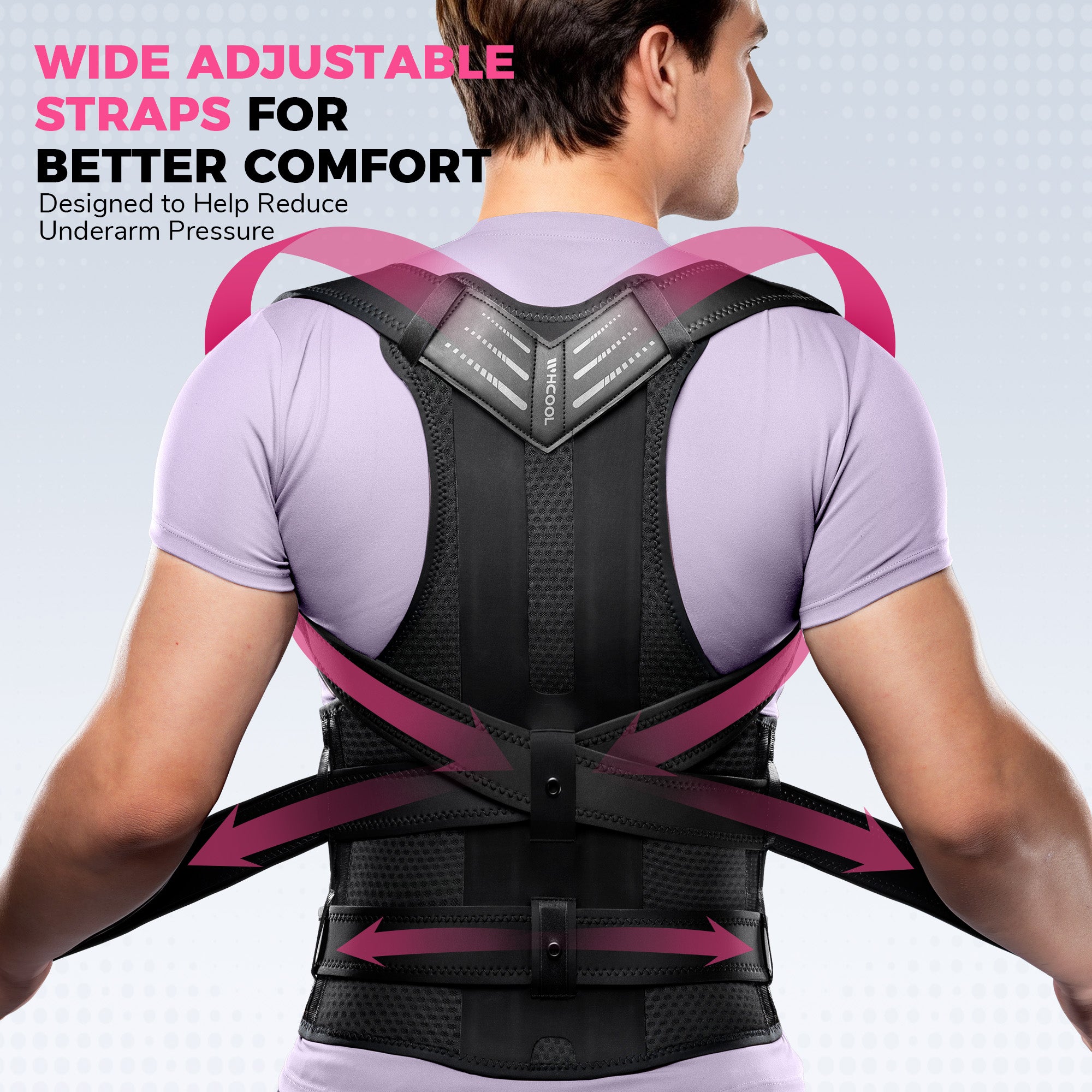WHCOOL Posture Corrector for Men&Women - Back Brace for Upper and Lower Body Support - Adjustable Straightener with Pain Relief and Muscle Memory,Black