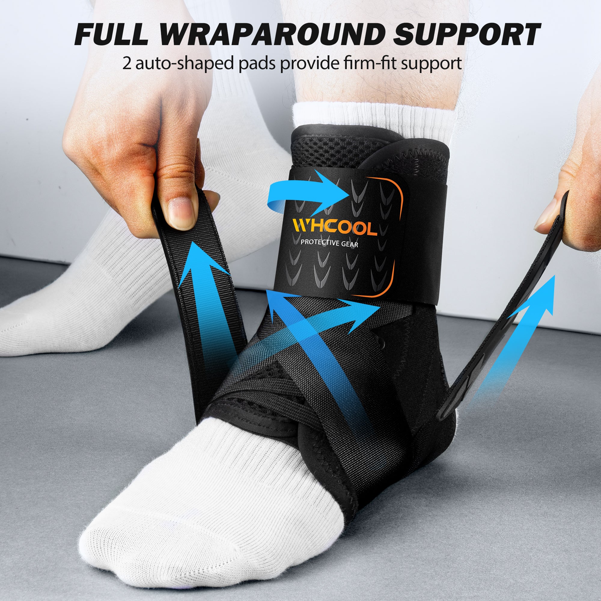 Whcool Stabilizing Ankle Brace, Breathable Compression Wrap for Sports, Running & Gym, Unisex Guard，Single