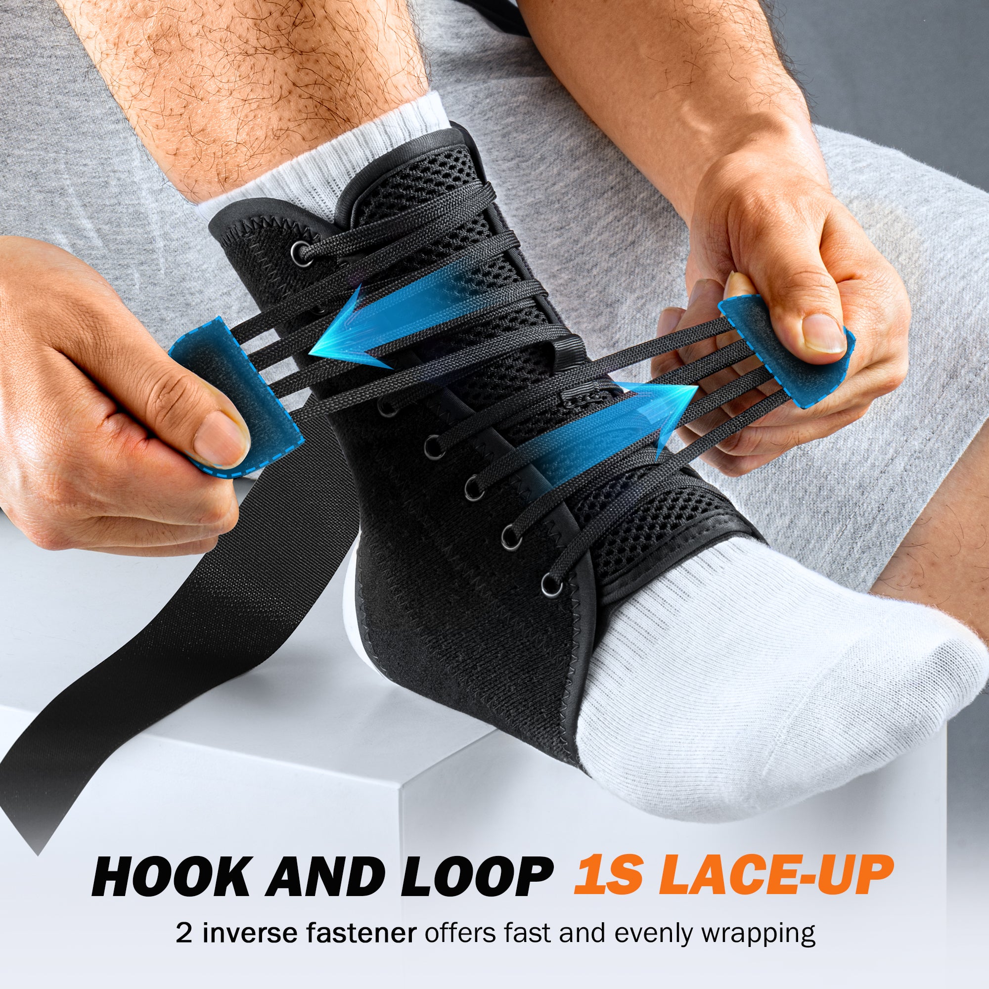 Whcool Stabilizing Ankle Brace, Breathable Compression Wrap for Sports, Running & Gym, Unisex Guard，Single