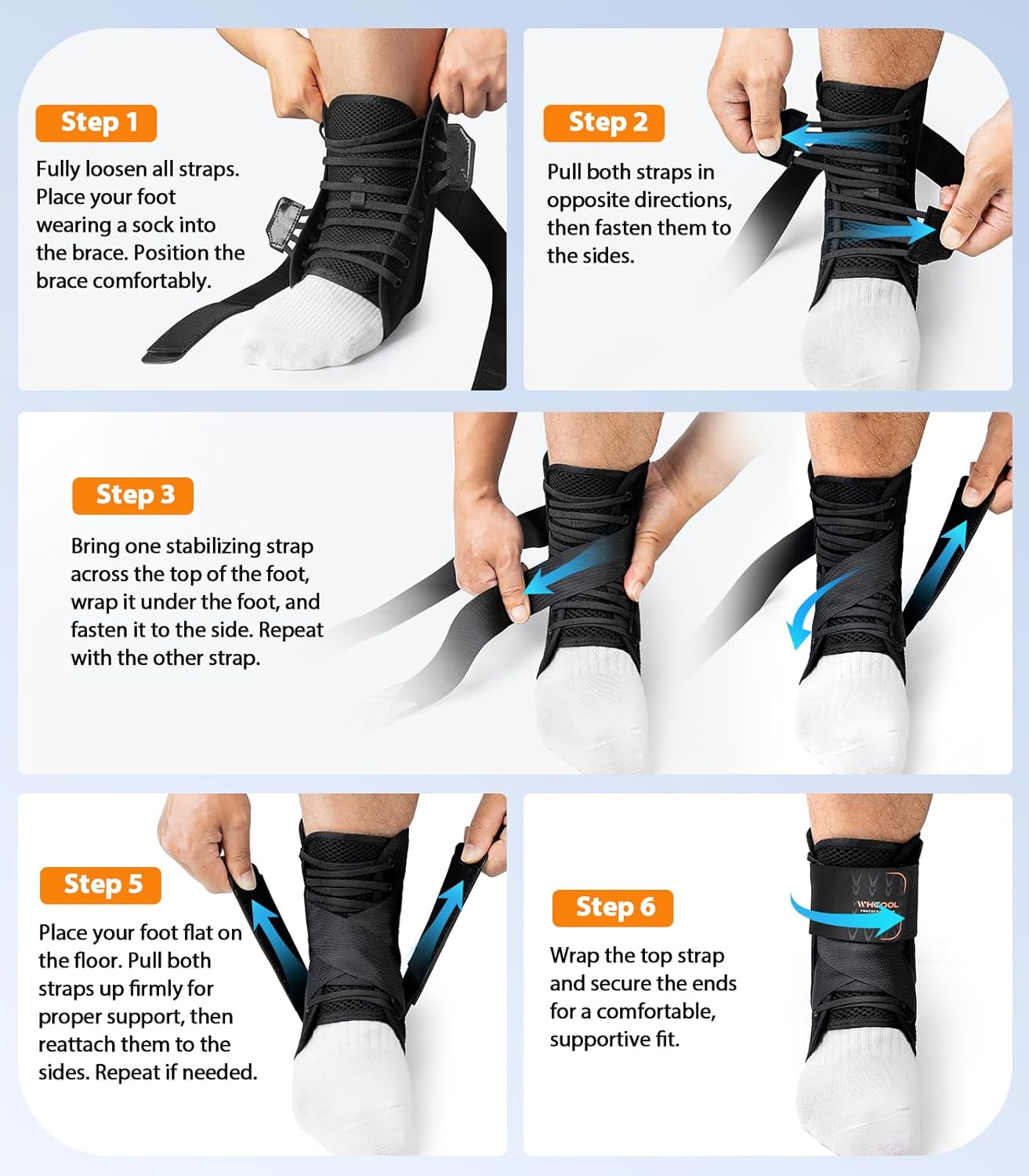 Whcool Stabilizing Ankle Brace, Breathable Compression Wrap for Sports, Running & Gym, Unisex Guard，Single