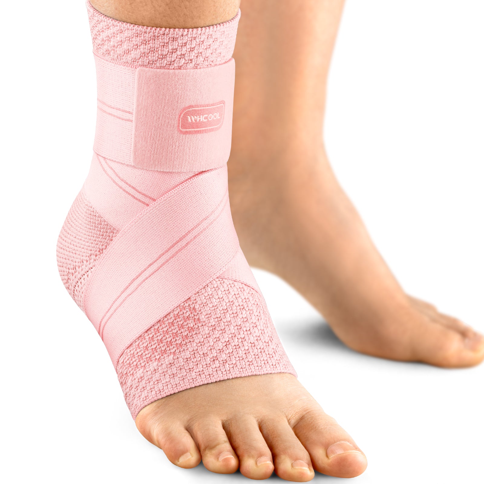 WHCOOL 7-Zone Compression Ankle Sleeve with Flex Strap | Breathable Flat-Knit Support for Active Wear